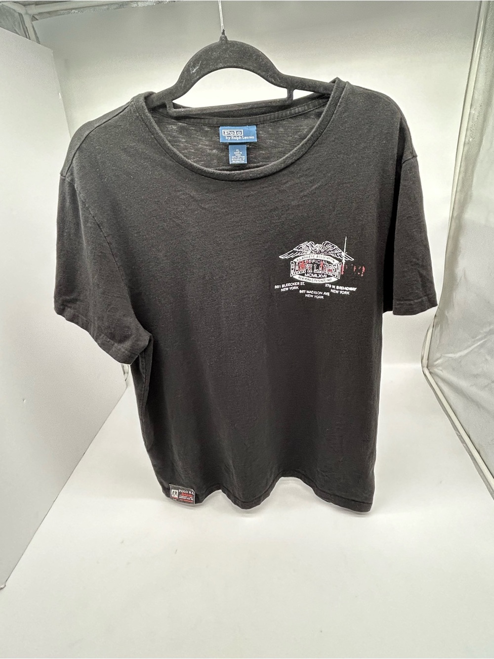Ralph Lauren Vintage Black Short Sleeve Graphic Crewneck Sport Tee Size XL